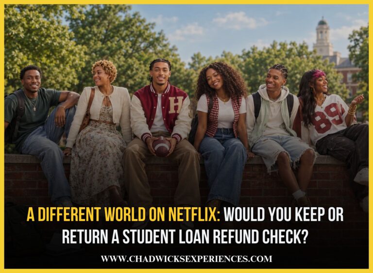 A Different World Netflix student loans cast and financial aid refund check scene.